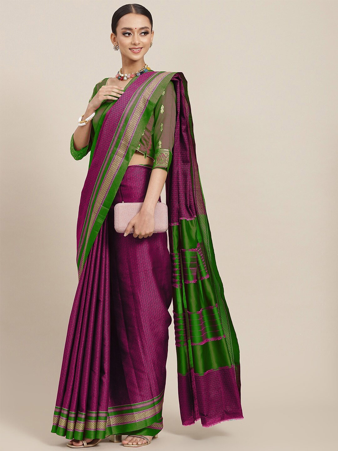 

Chhabra 555 Geometric Woven Design Sarees, Purple