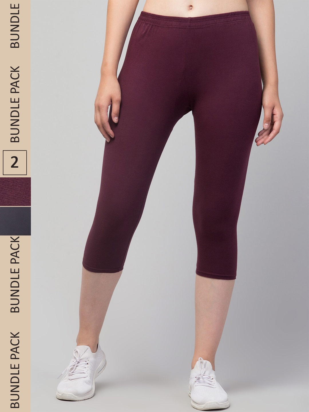

Apraa & Parma Women Pack of 2 Skinny Fit Capris, Grey