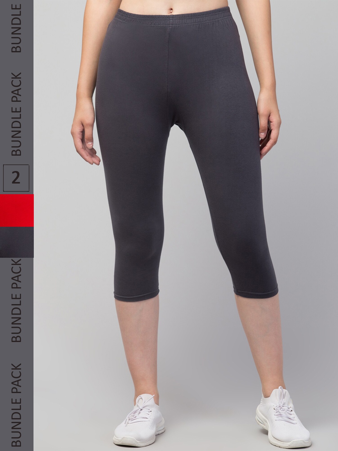 

Apraa & Parma Women Pack of 2 Skinny Fit Capris, Grey