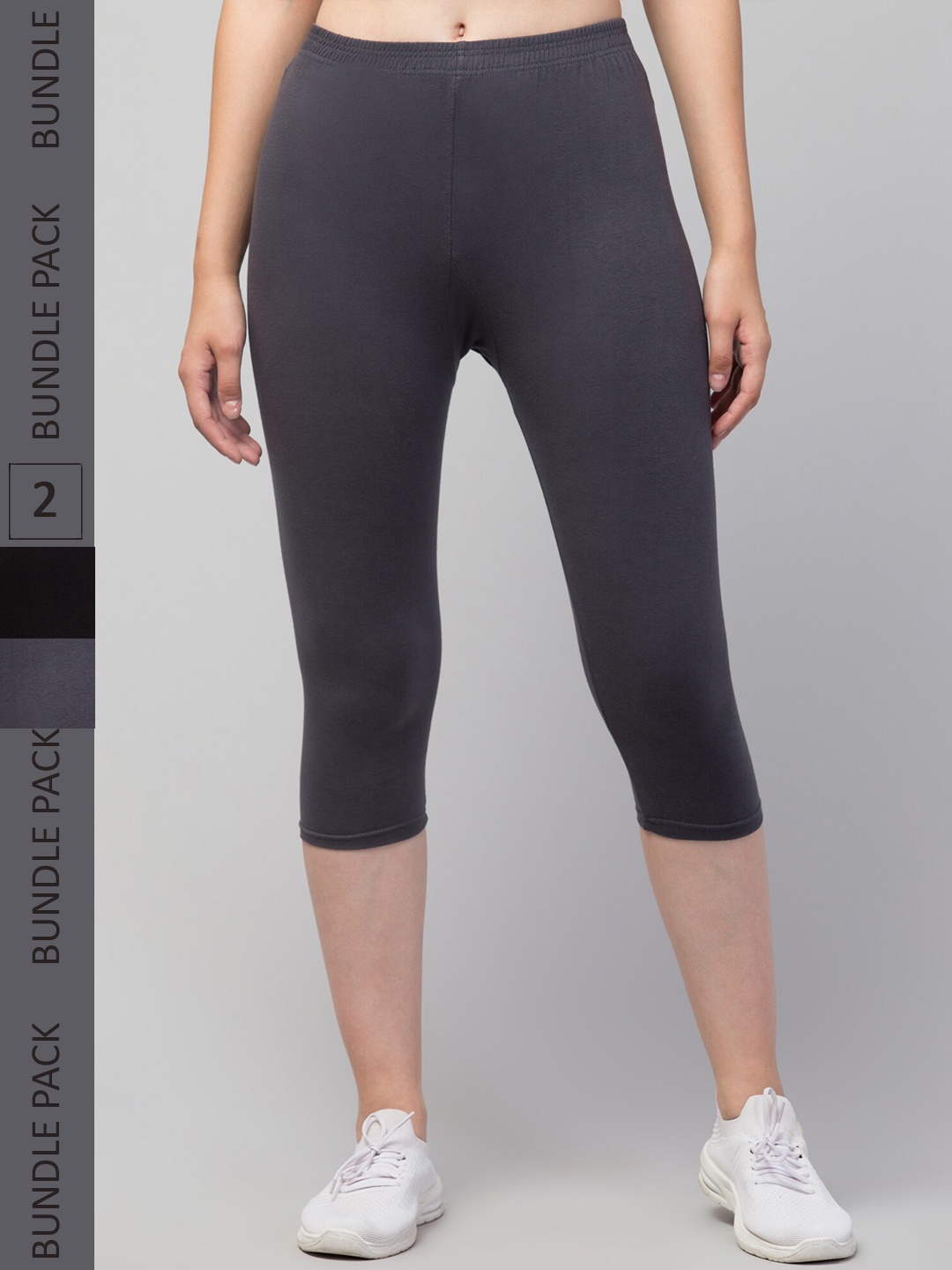 

Apraa & Parma Women Pack of 2 Skinny Fit Capris, Grey