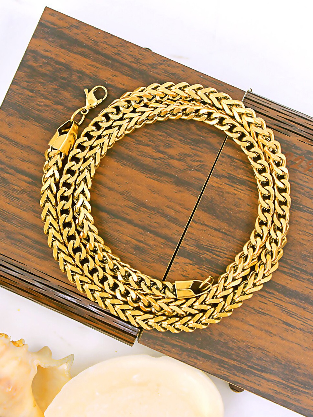 

NAKABH Men Gold-Plated Stainless Steel Chain Necklace