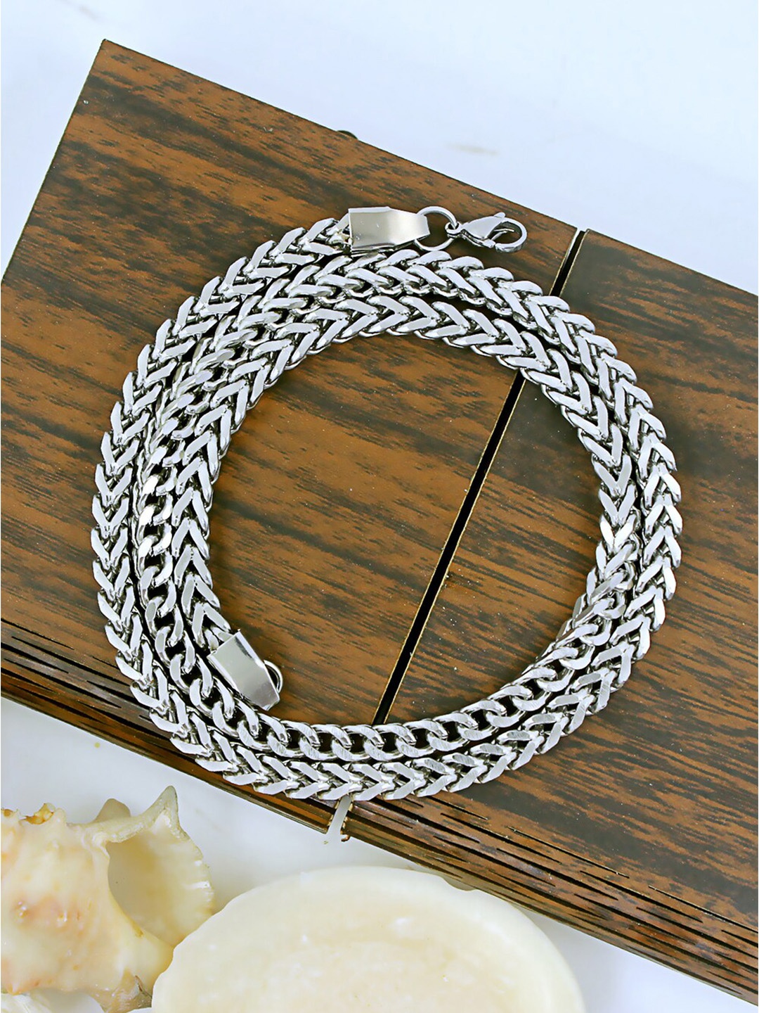 

NAKABH Men Silver-Plated Stainless Steel Chain Necklace
