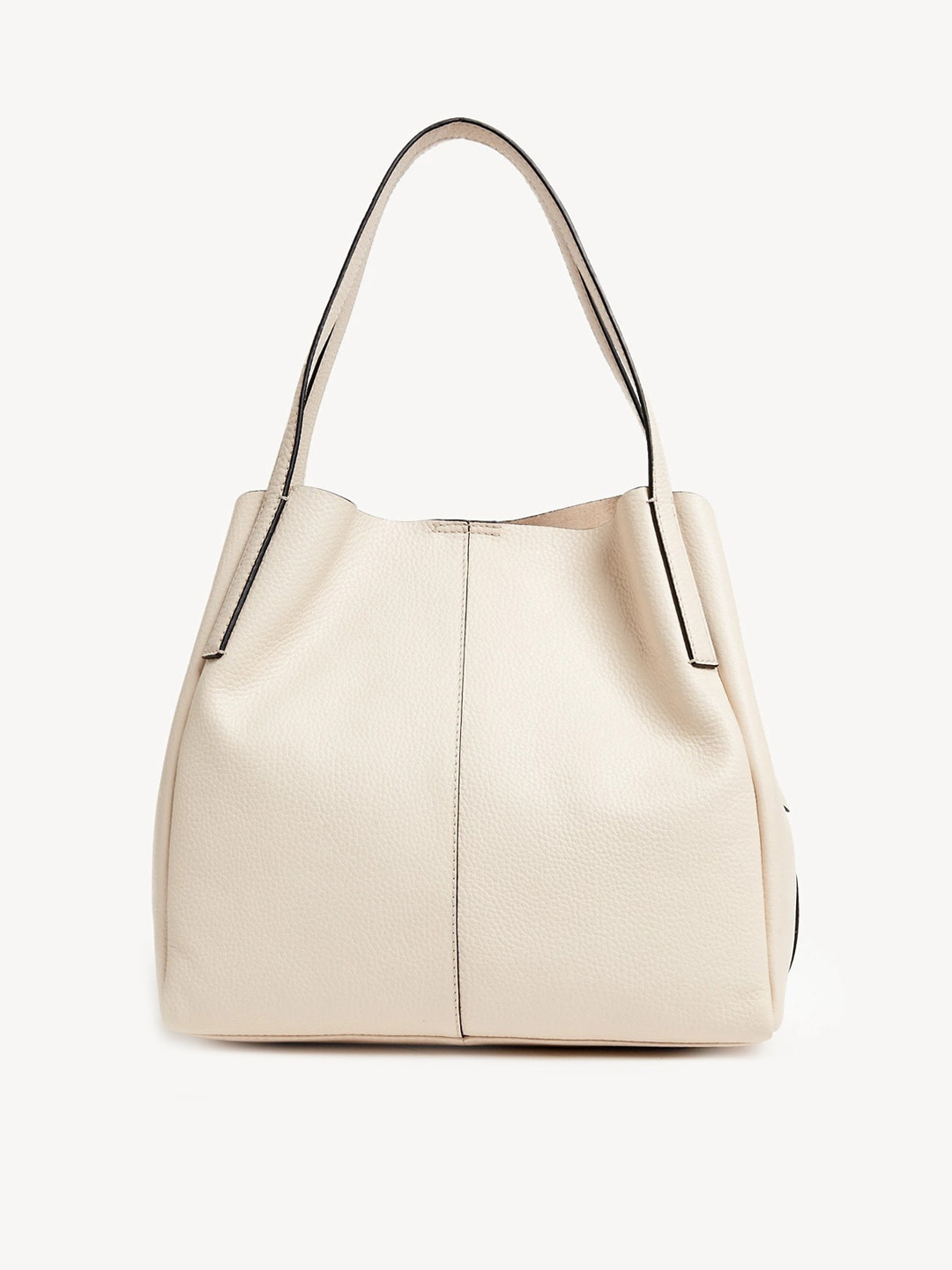 

Marks & Spencer Leather Oversized Bucket Shoulder Bag with Tasselled, Cream