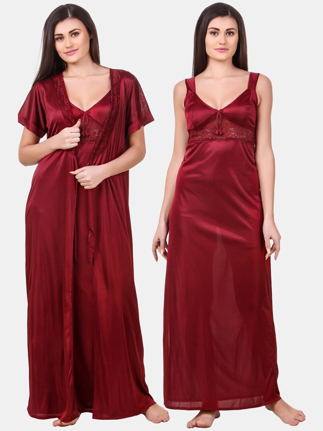 

Fasense Maroon Maxi Nightdress