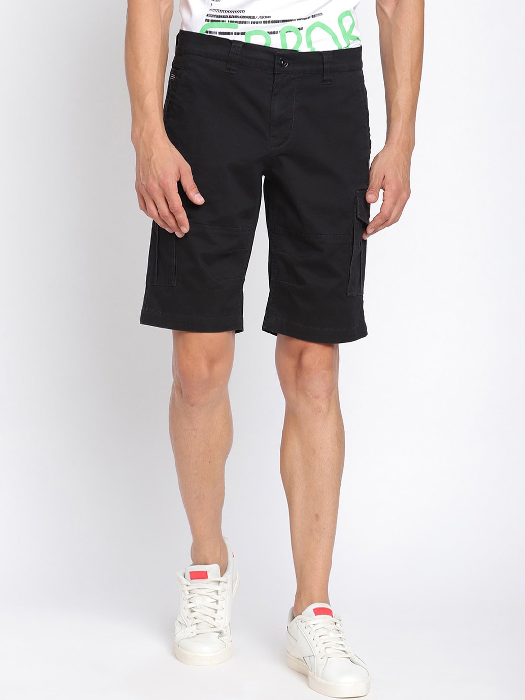 

PUNK Men Mid-Rise Cargo Shorts, Black