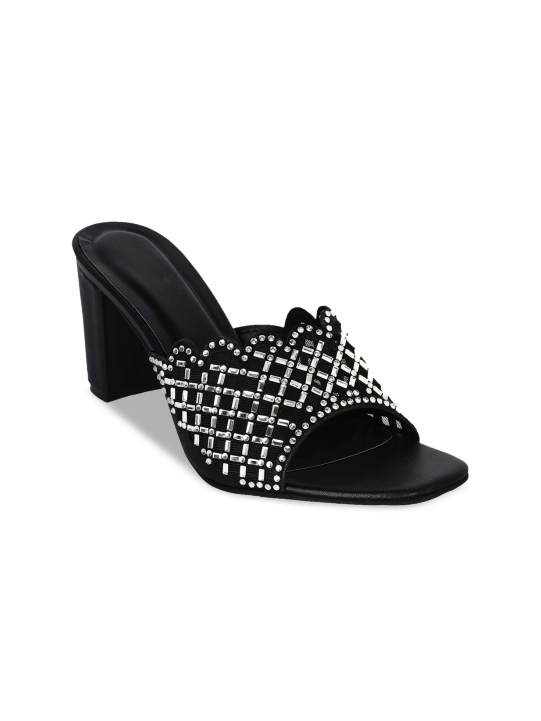 

DressBerry Women Embellished Party Peep Toes Block Heels, Black