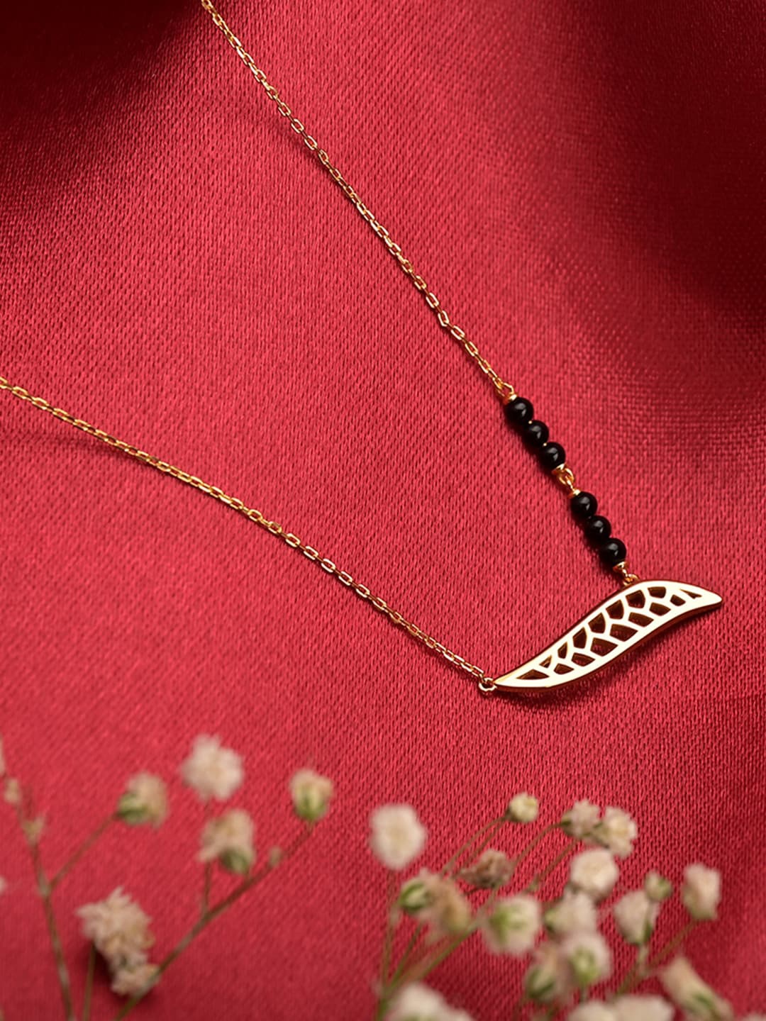 

PALMONAS 18k Gold-Plated Stone-Studded & Beaded Mangalsutra