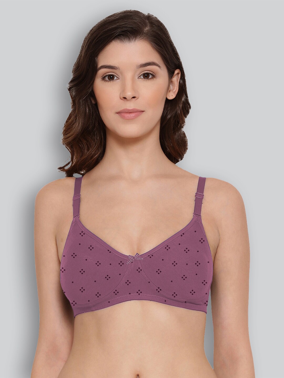 

LYRA Printed Combed Cotton Wirefree Secret Support Bra with Detachable Strap, Mauve