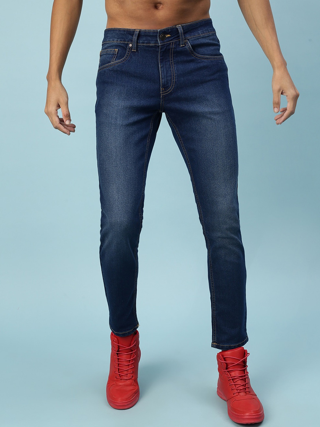 

VEIRDO Men Original Slim Fit Light Fade Stretchable Jeans, Blue