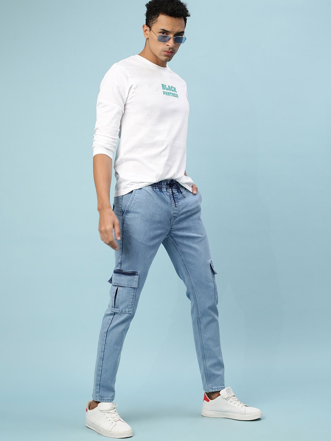 

VEIRDO Men Original Slim Fit Heavy Fade Stretchable Trouser, Blue