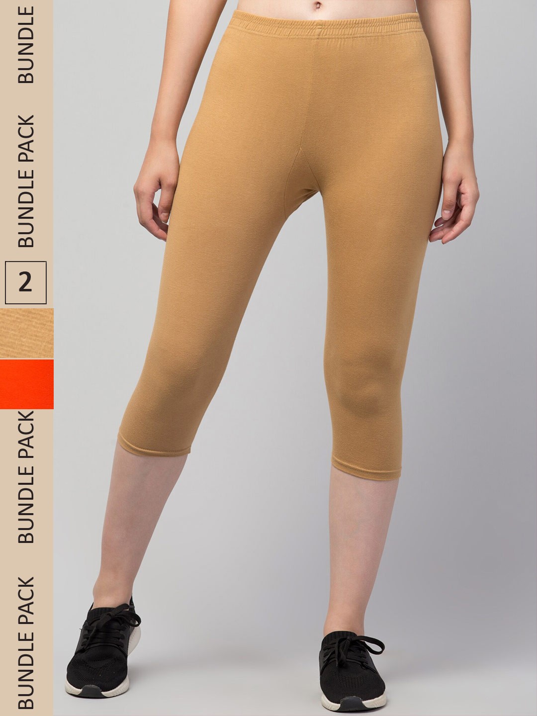 

Apraa & Parma Women Pack of 2 Skinny Fit Capris, Orange