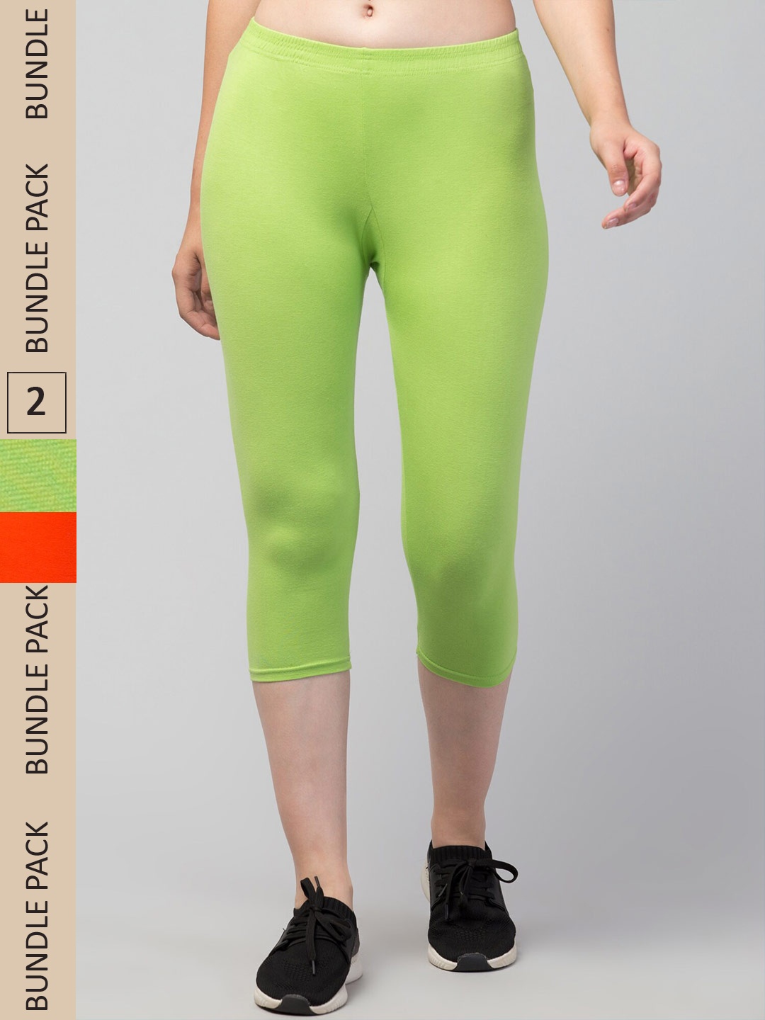 

Apraa & Parma Women Pack of 2 Skinny Fit Capris, Orange