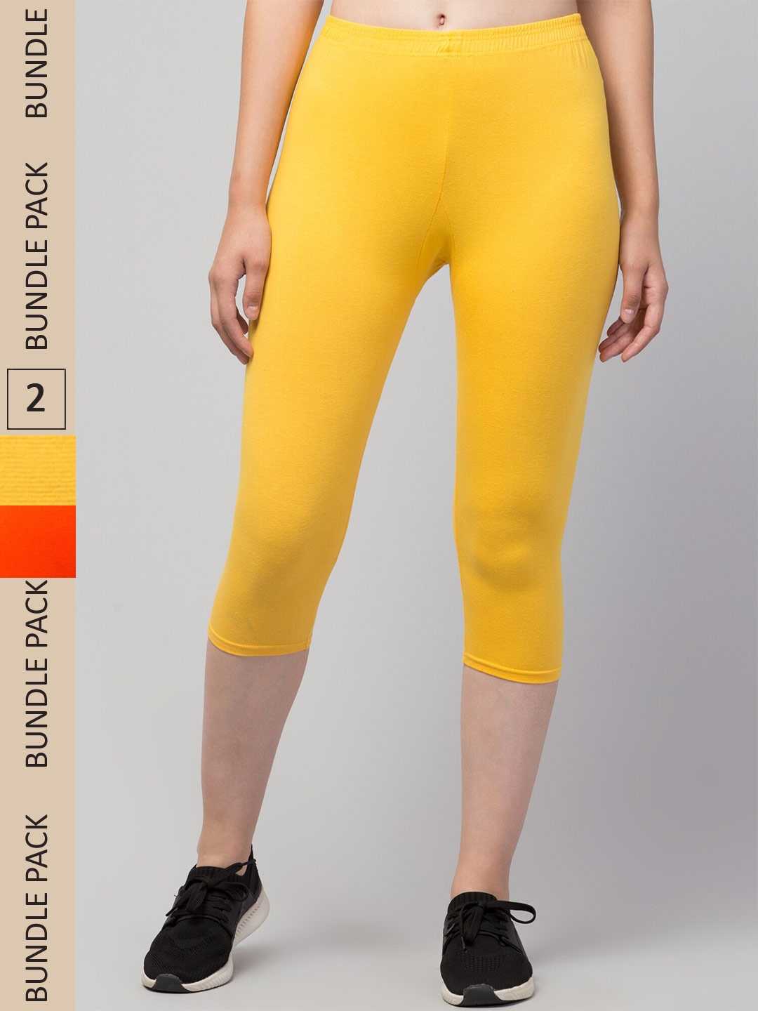 

Apraa & Parma Women Pack of 2 Skinny Fit Capris, Orange