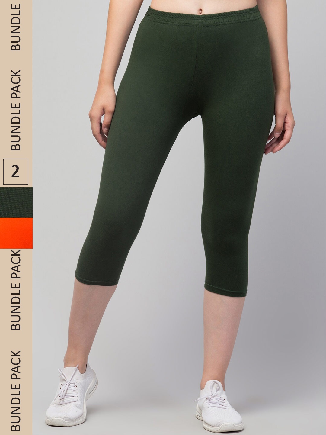 

Apraa & Parma Women Pack of 2 Skinny Fit Capris, Orange