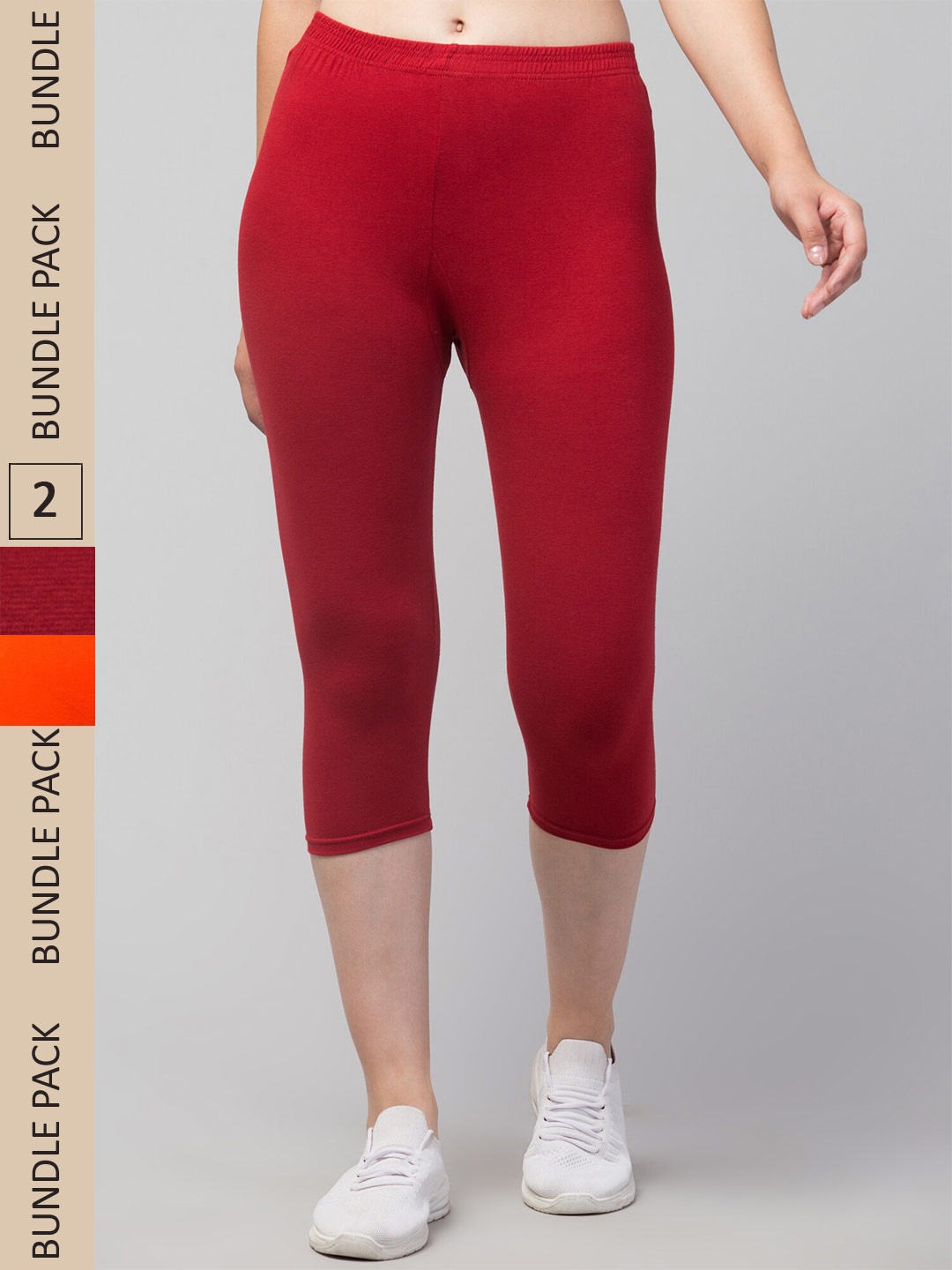 

Apraa & Parma Women Pack of 2 Skinny Fit Capris, Orange