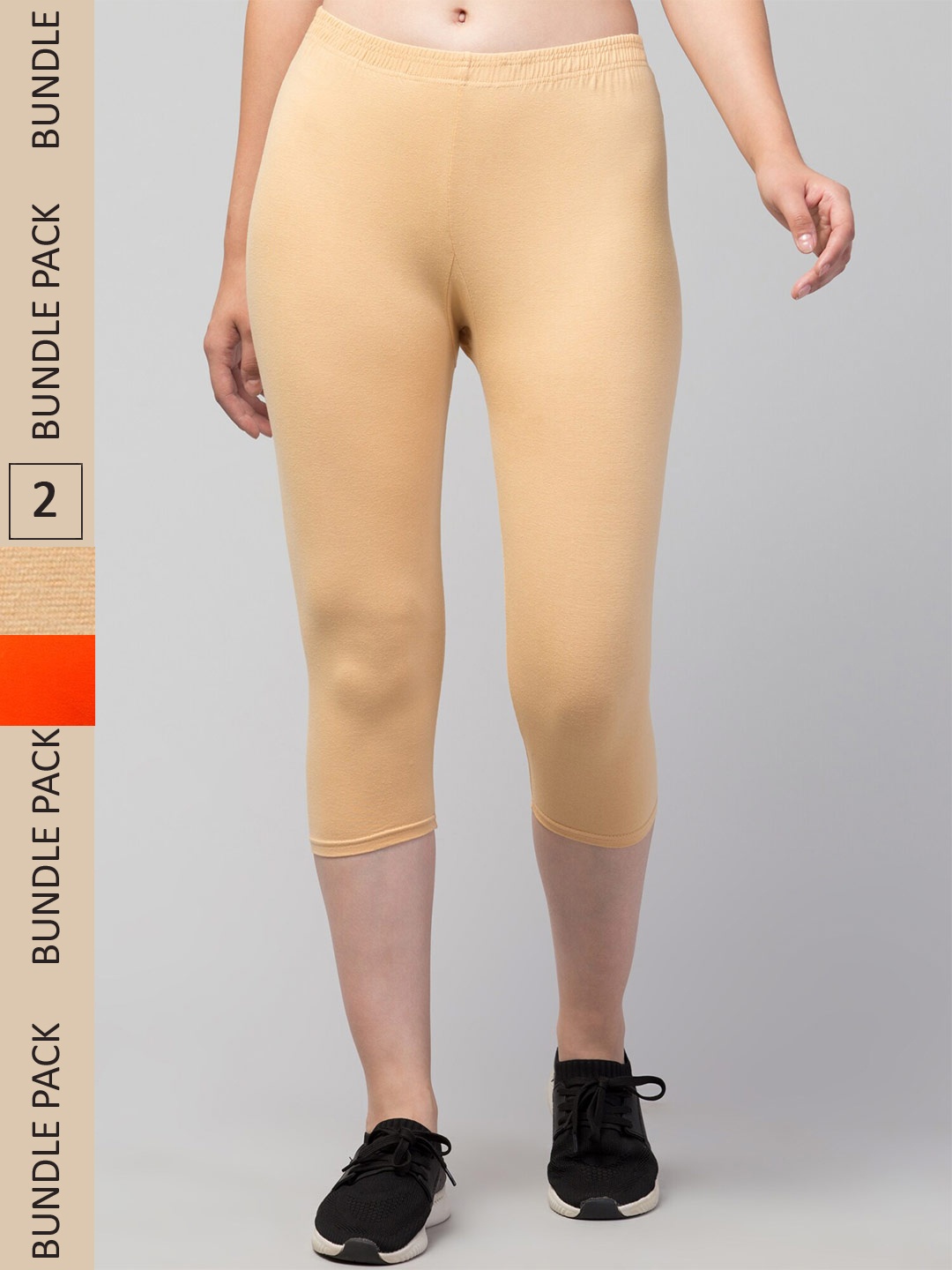 

Apraa & Parma Women Pack of 2 Skinny Fit Capris, Orange