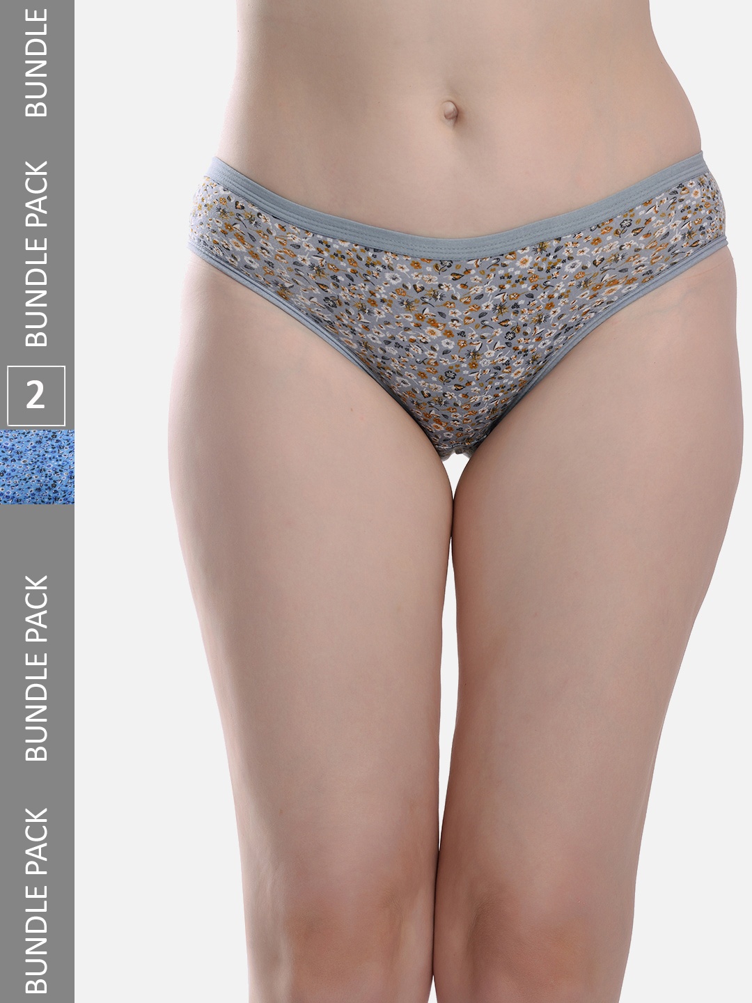 

FIMS Women Pack Of 2 Printed Anti Microbial Hipster Briefs, Grey