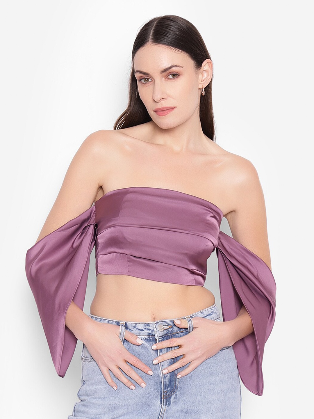 

SHABERRY Mauve Tube Crop Top