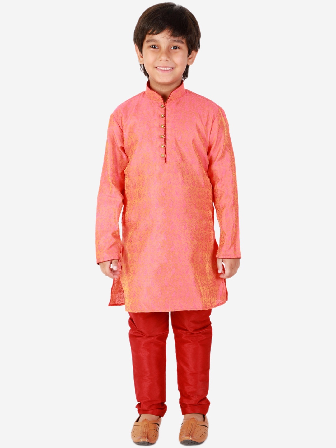 

Pro-Ethic STYLE DEVELOPER Boys Ethnic Motifs Woven Design Kurta with Pyjamas, Pink