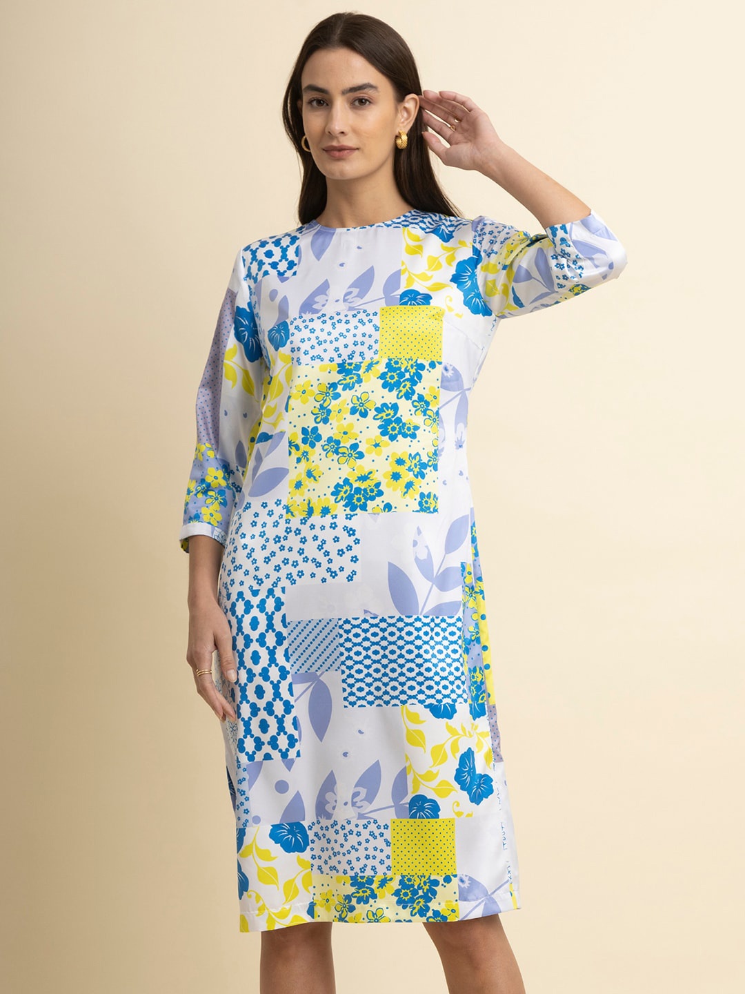 

FableStreet Floral Printed A-Line Dress, White