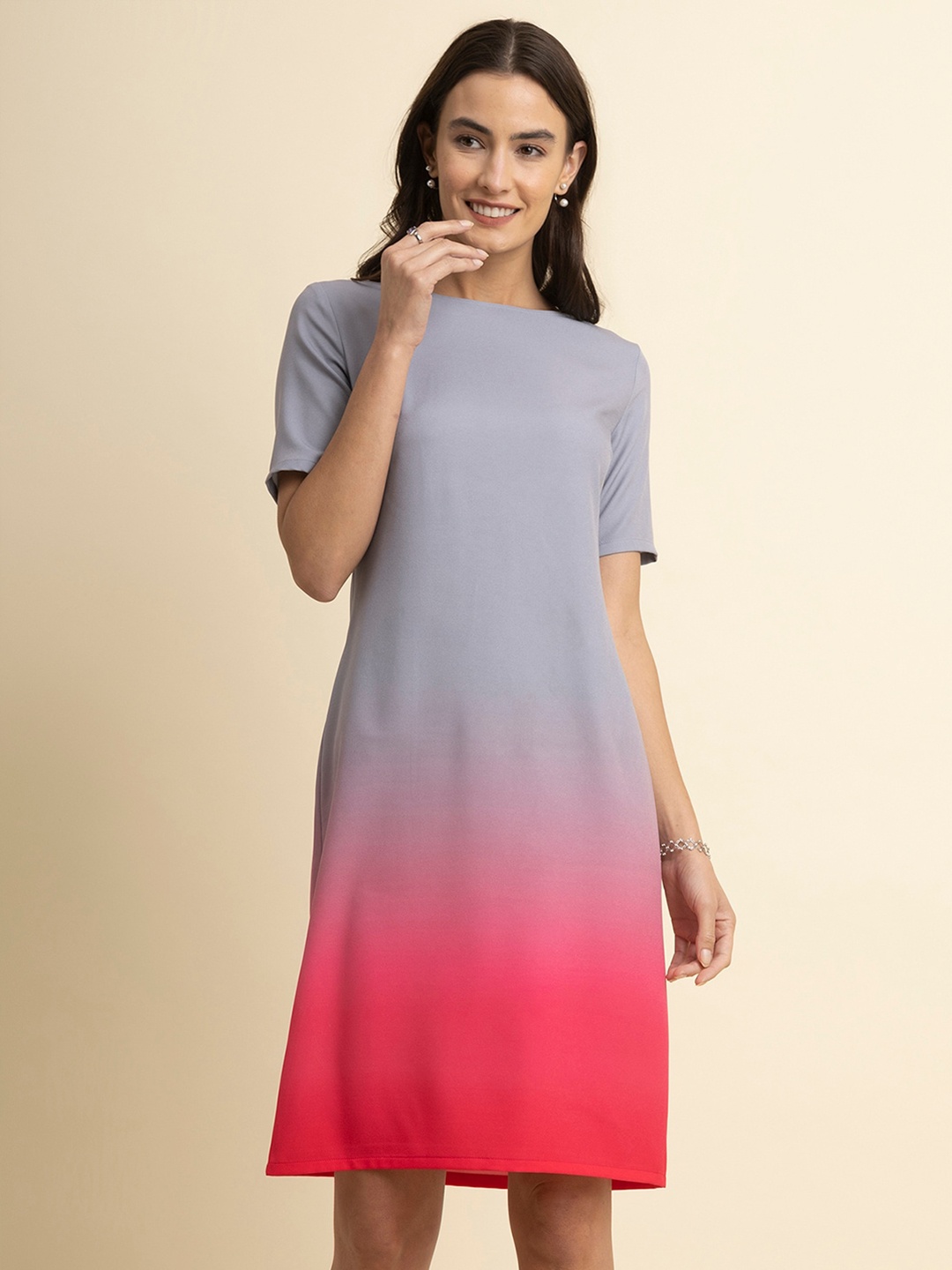 

FableStreet Grey Tie and Dye A-Line Dress