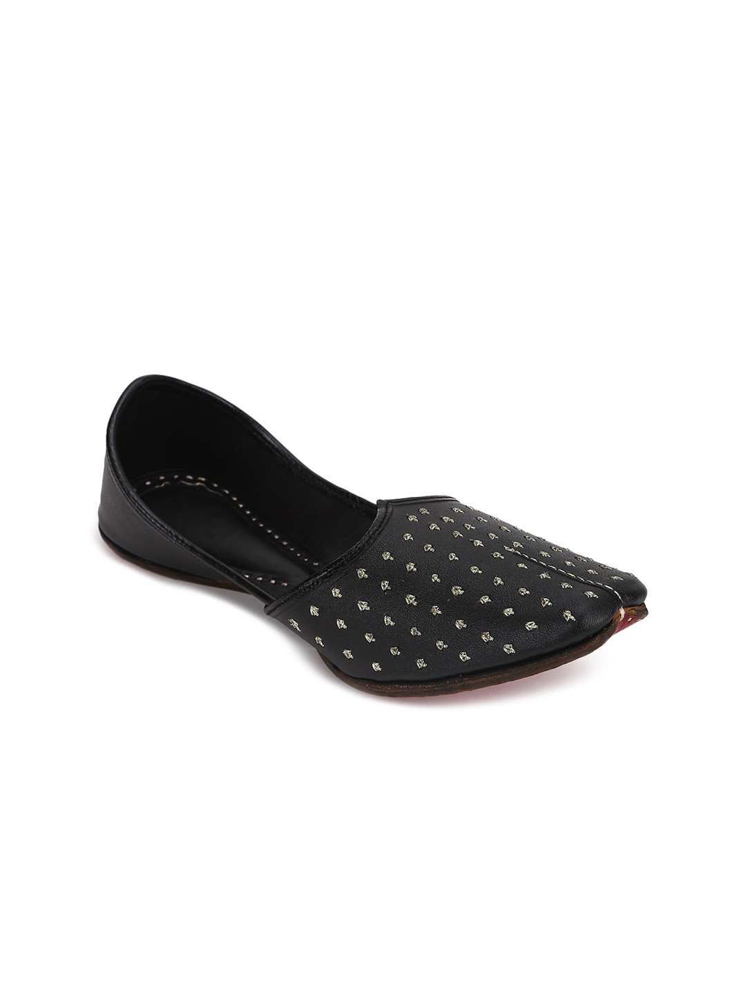

Fabindia Men Leather Embroidered Mojaris, Black