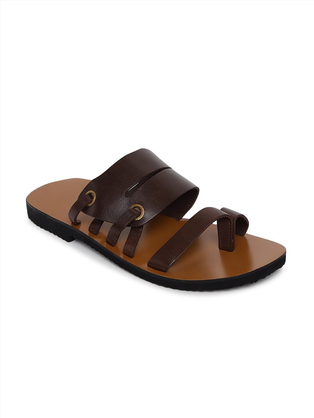 

Fabindia Men Leather One Toe Comfort Sandals, Brown