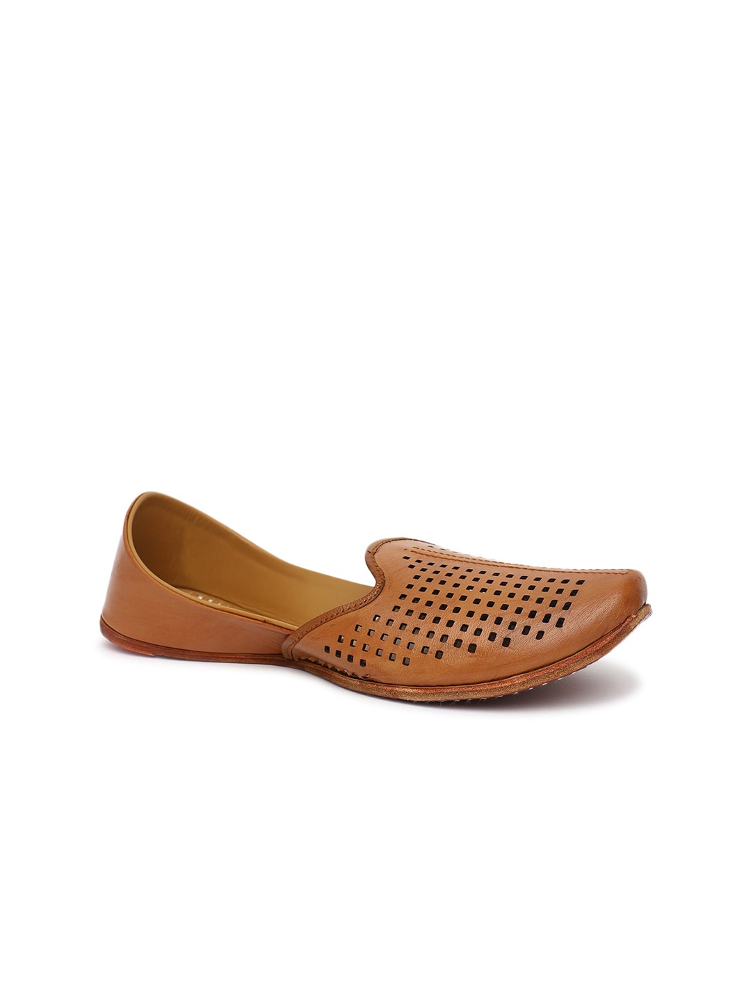 

Fabindia Men Leather Comfort Insole Laser Cuts Mojaris, Brown