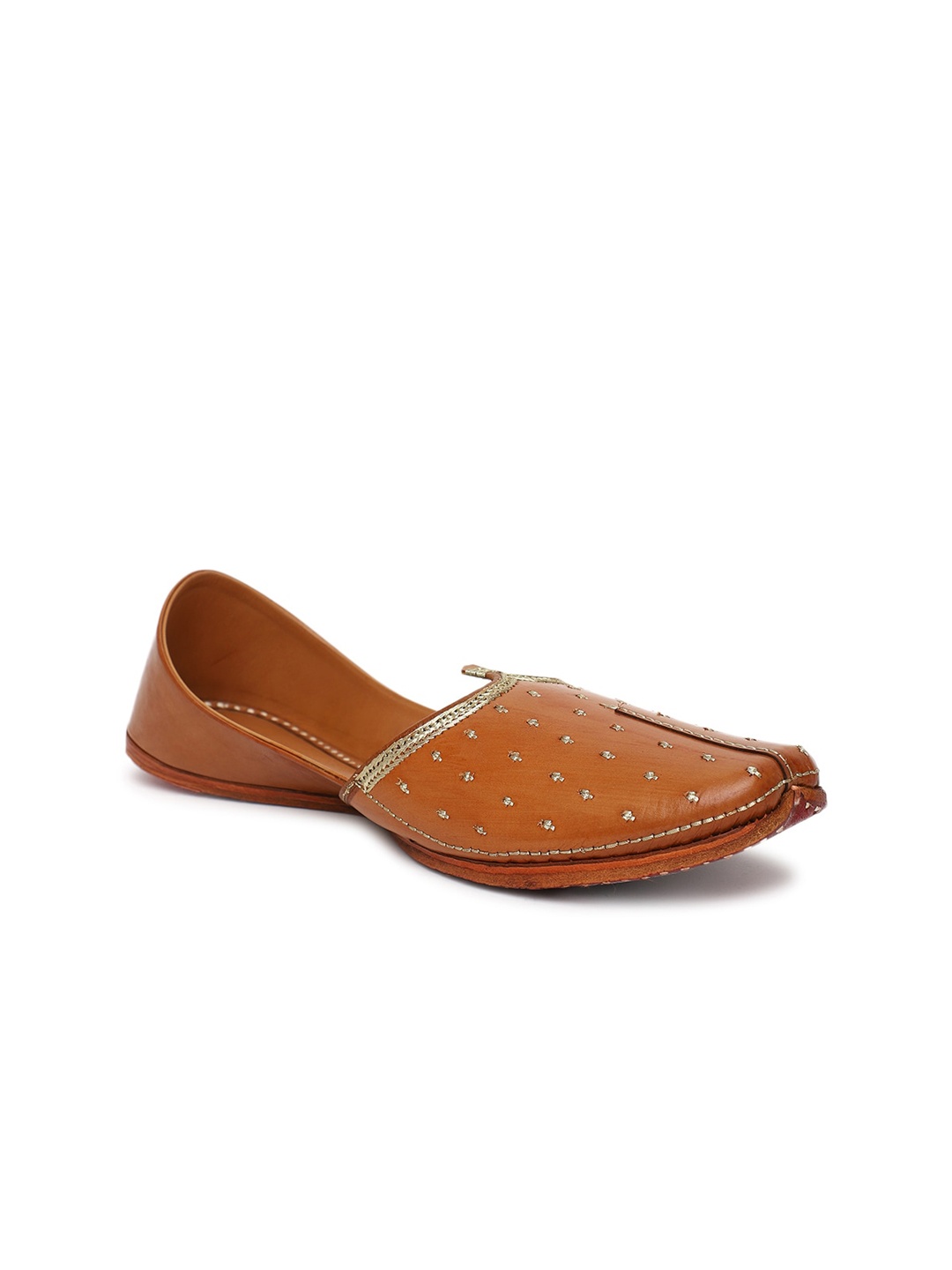 

Fabindia Men Woven Design Comfort Insole Leather Basics Mojaris, Brown