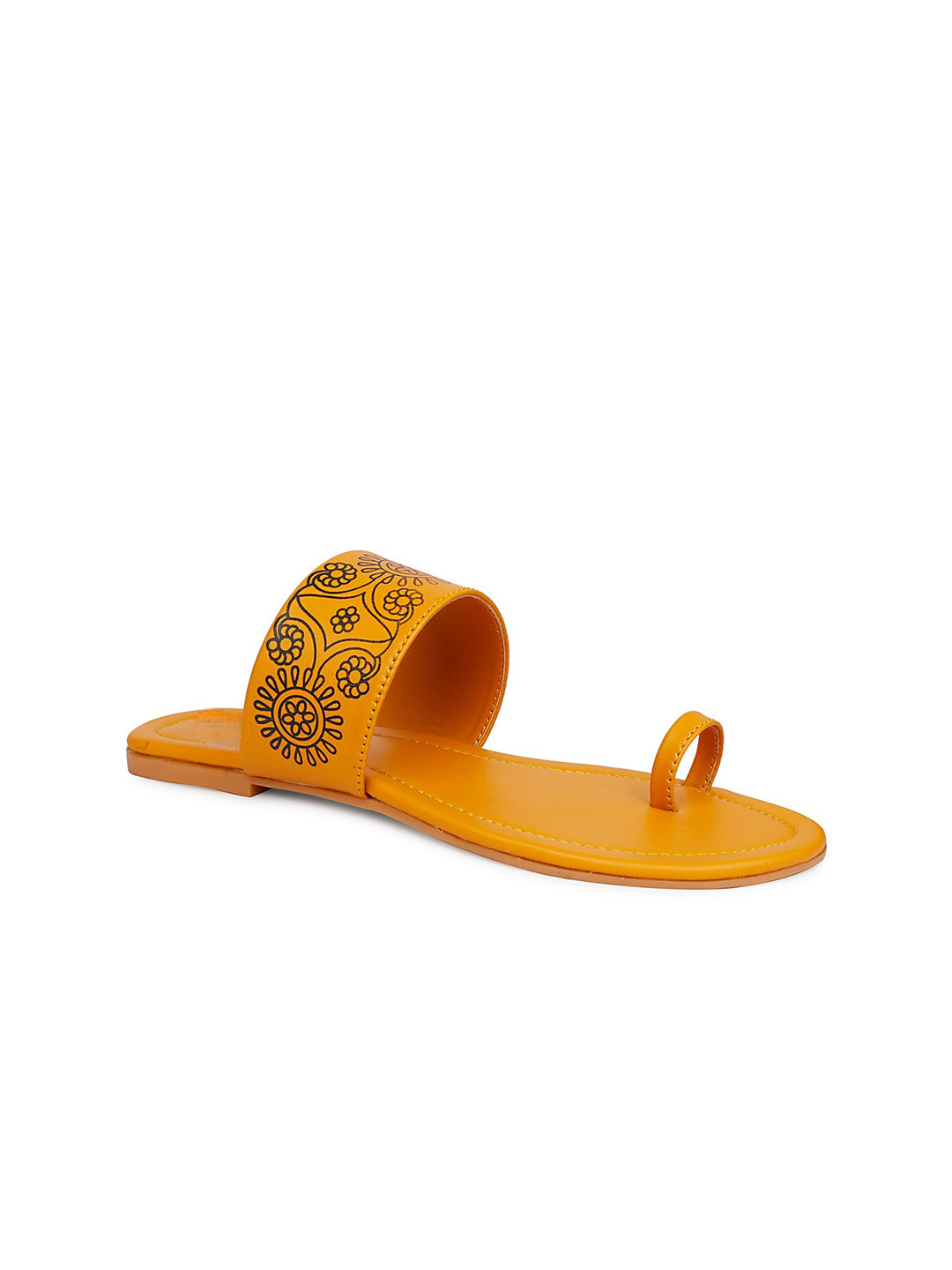 

DressBerry Women Printed One Toe Flats, Mustard