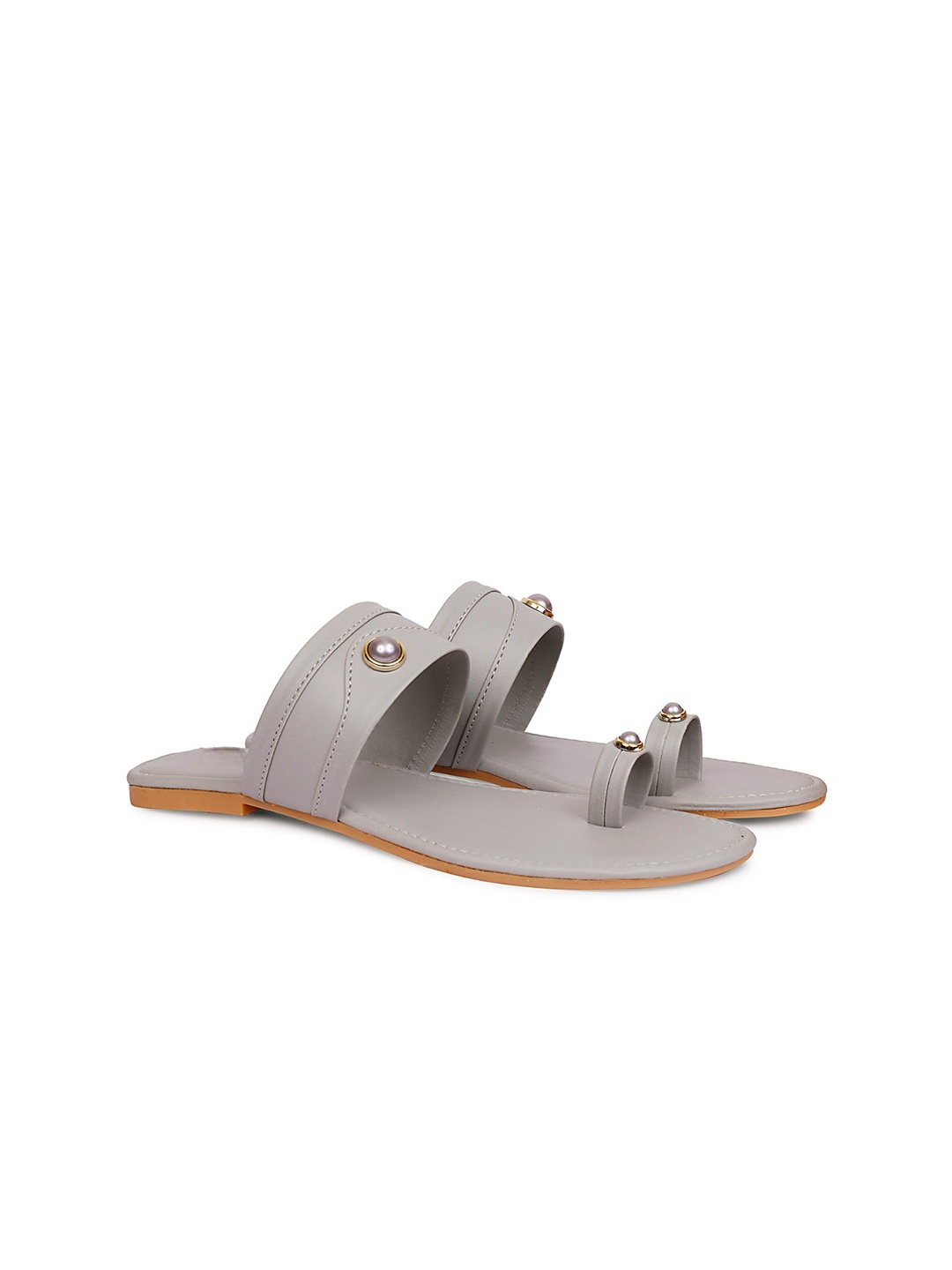 

DressBerry Women Embellished Open One Toe Flats, Grey