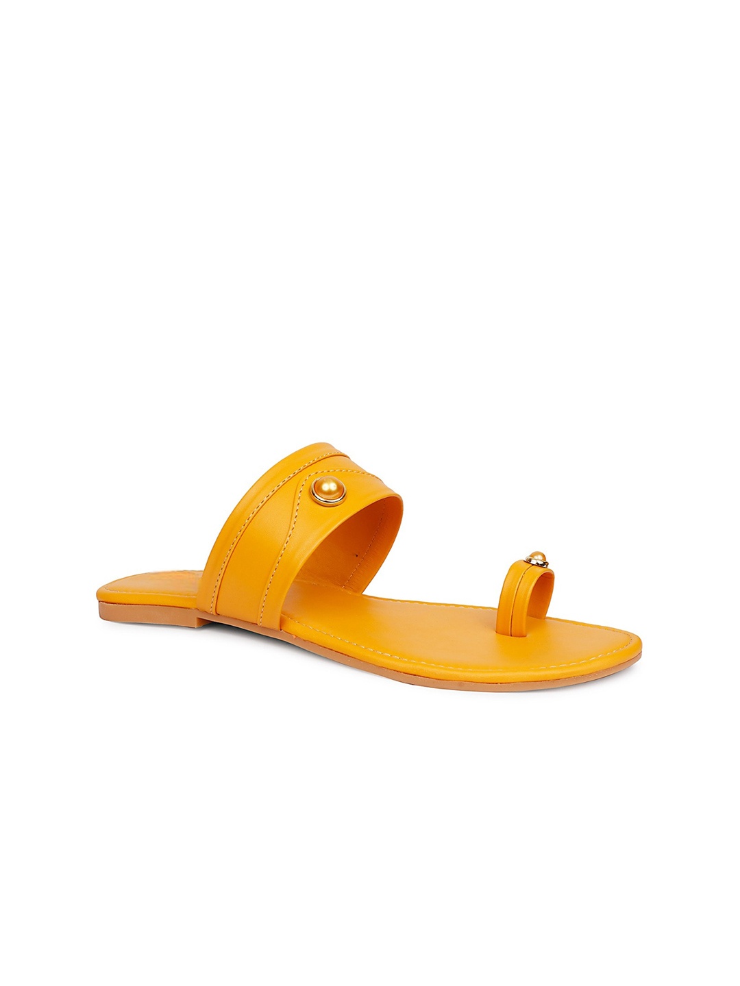 

DressBerry Embellished One Toe Flats, Mustard