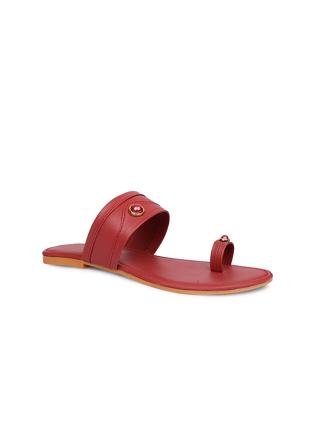 

DressBerry Embellished One Toe Flats, Maroon