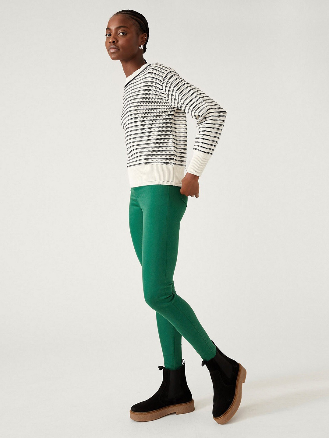 

Marks & Spencer Woven Cotton Skinny Fit Jeggings, Green