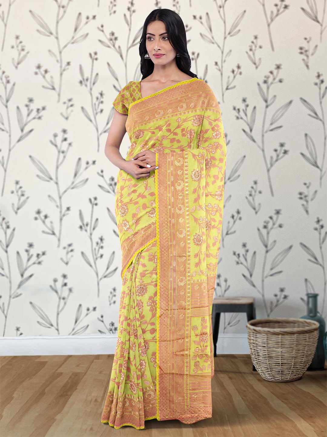 

Kalamandir Floral Printed Saree, Green