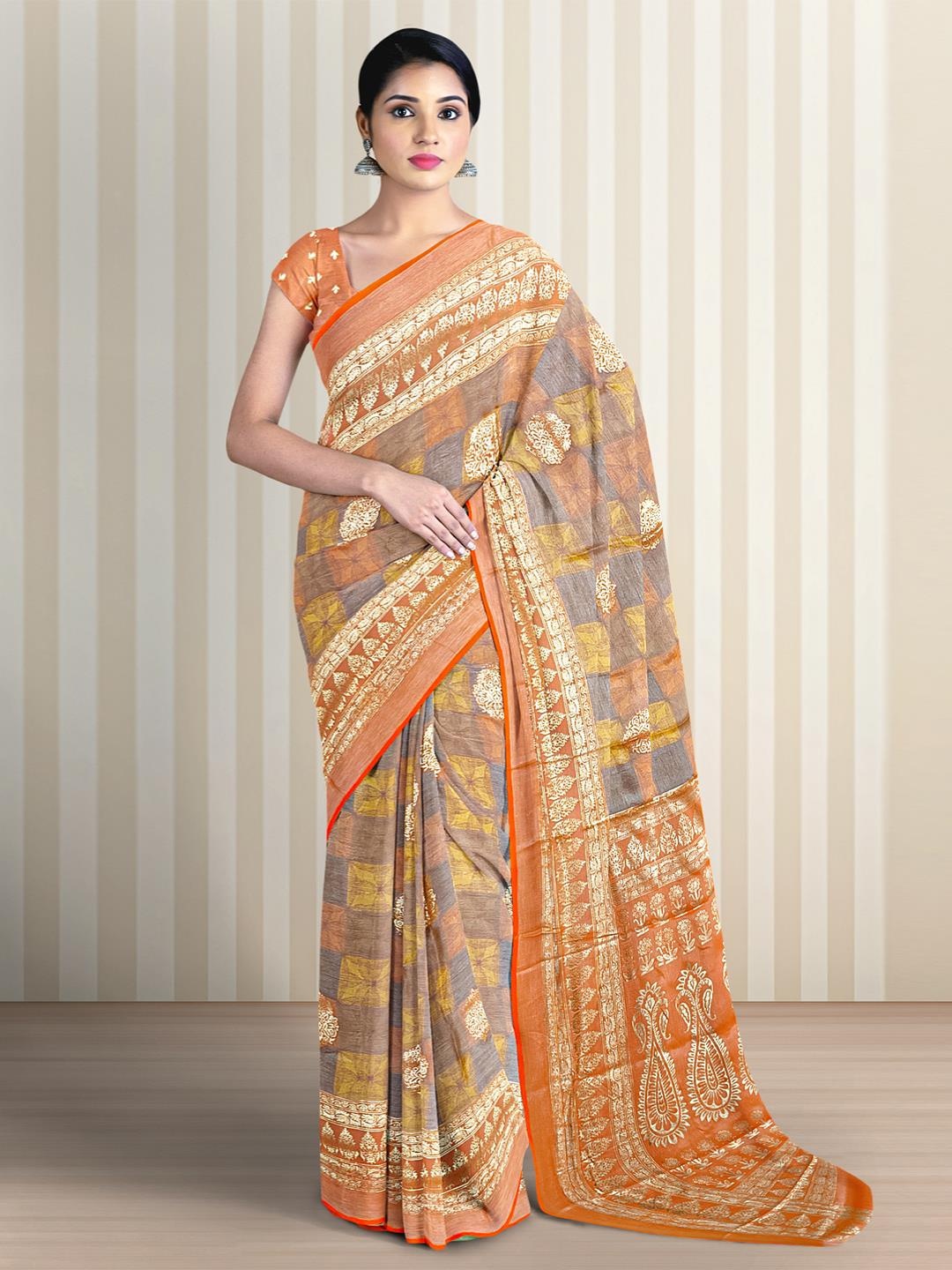 

Kalamandir Ethnic Motifs Printed Saree, Orange