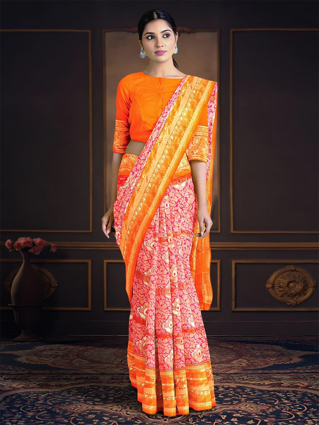 

Kalamandir Woven Design Zari Silk Blend Banarasi Saree, Pink