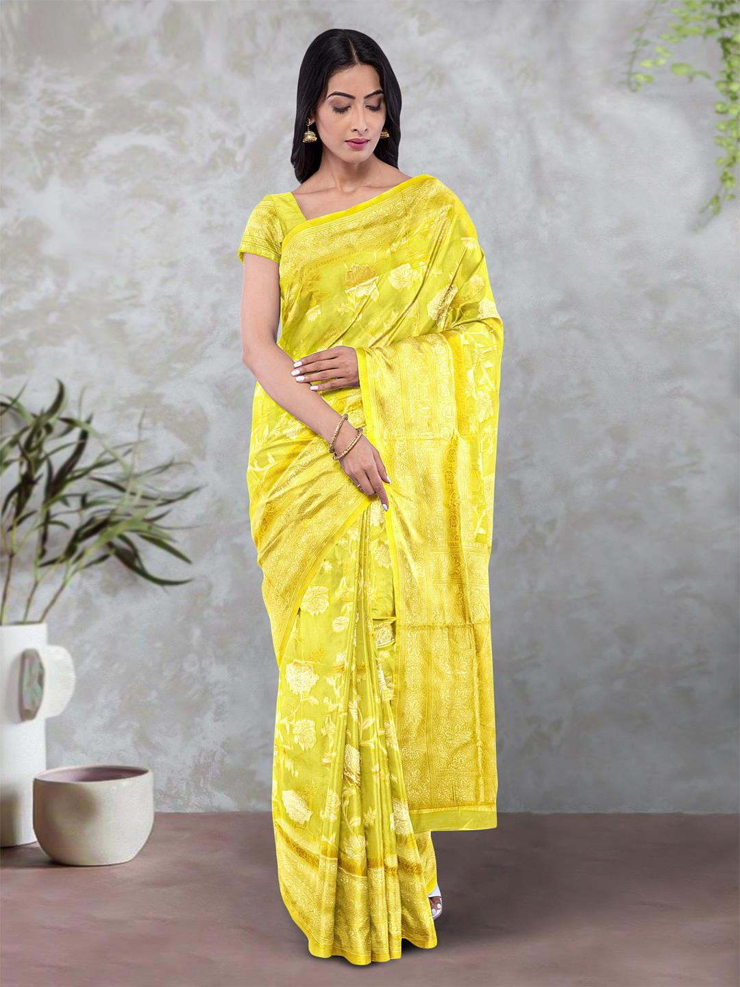 

Kalamandir Woven Design Zari Silk Blend Saree, Yellow