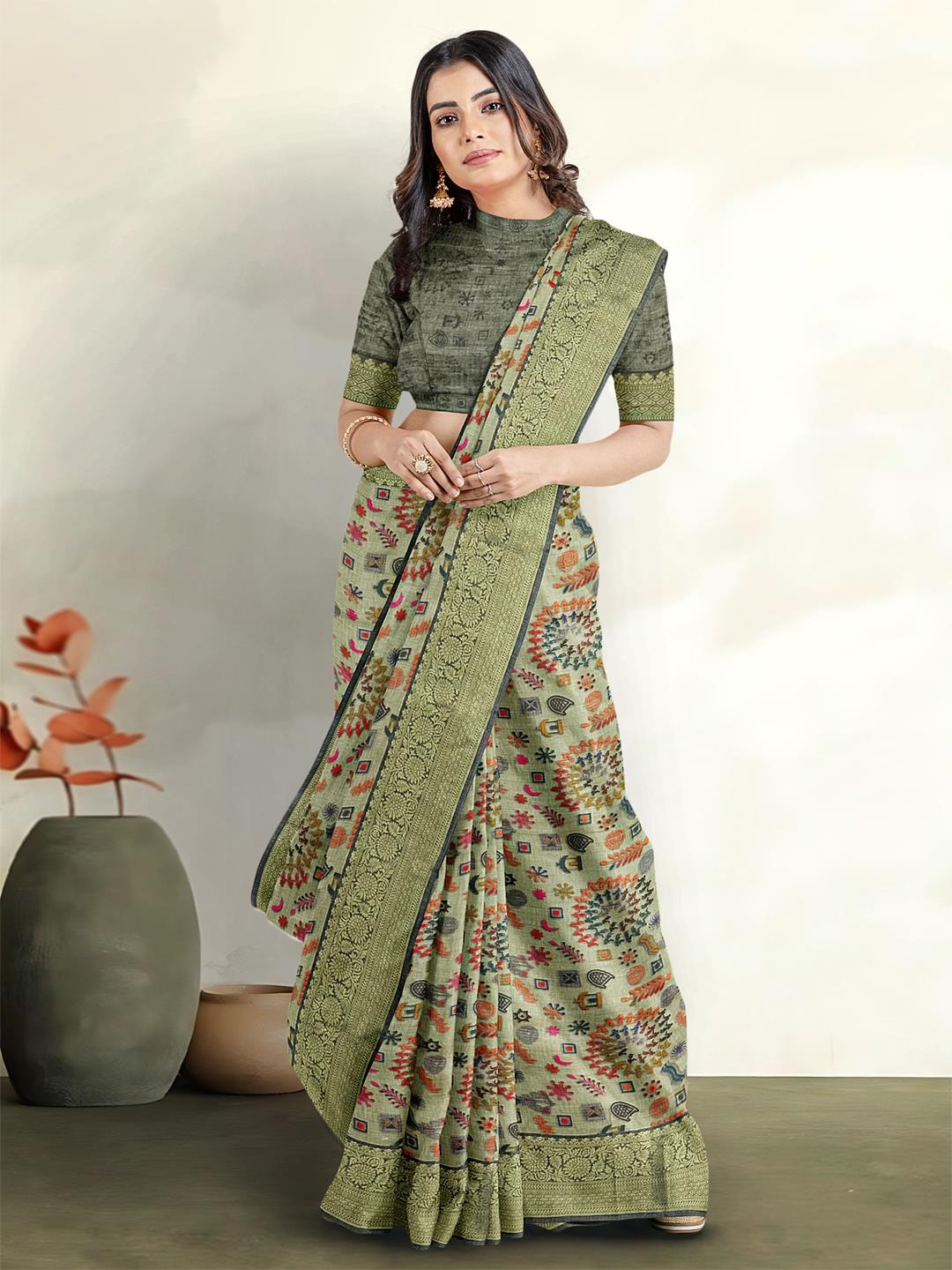 

Kalamandir Ethnic Motifs Printed Saree, Beige