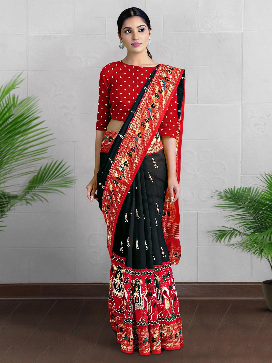 

Kalamandir Ethnic Motifs Printed Saree, Black