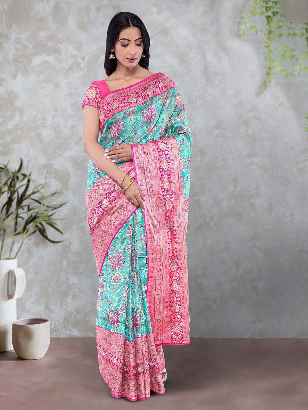 

Kalamandir Floral Woven Design Zari Banarasi Saree, Blue
