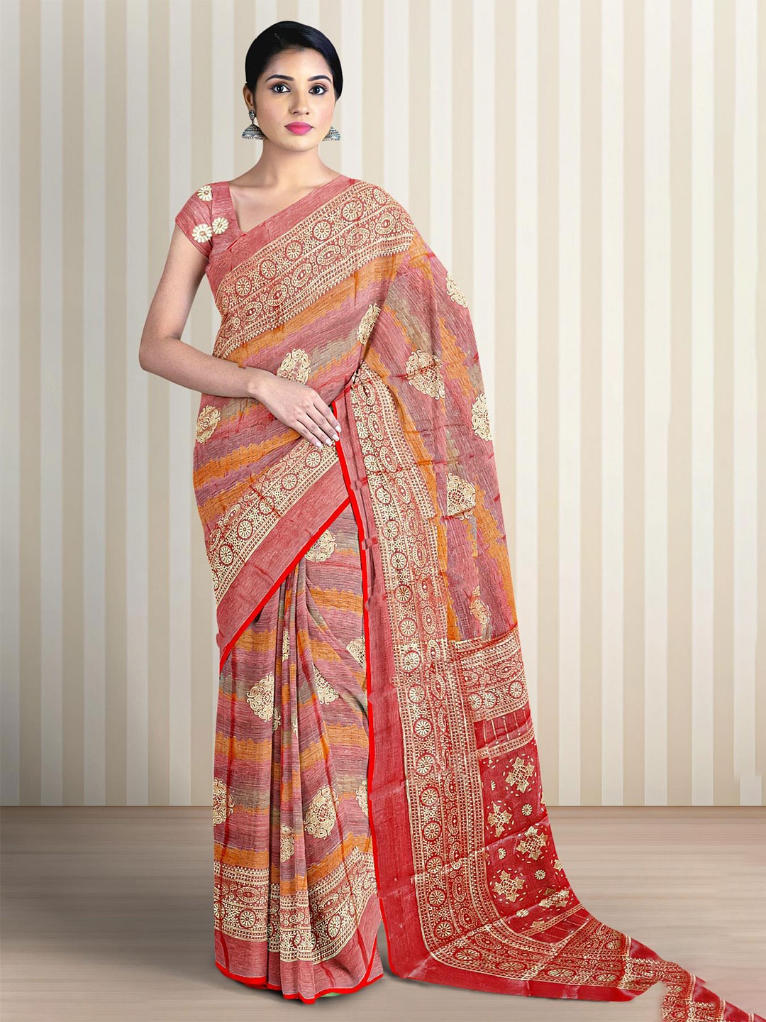 

Kalamandir Ethnic Motifs Printed Saree, Red