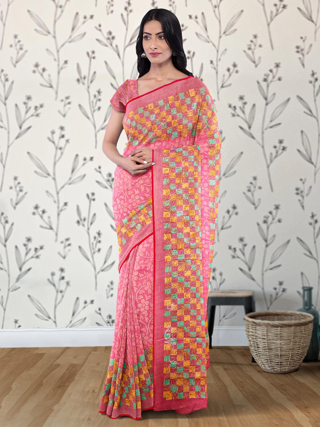 

Kalamandir Floral Printed Saree, Pink
