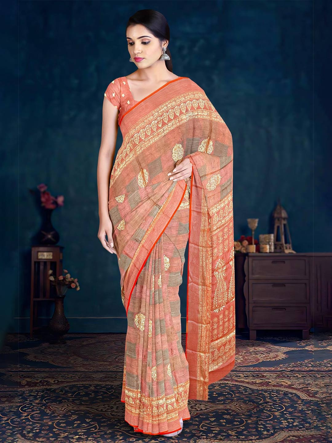 

Kalamandir Ethnic Motifs Printed Saree, Orange