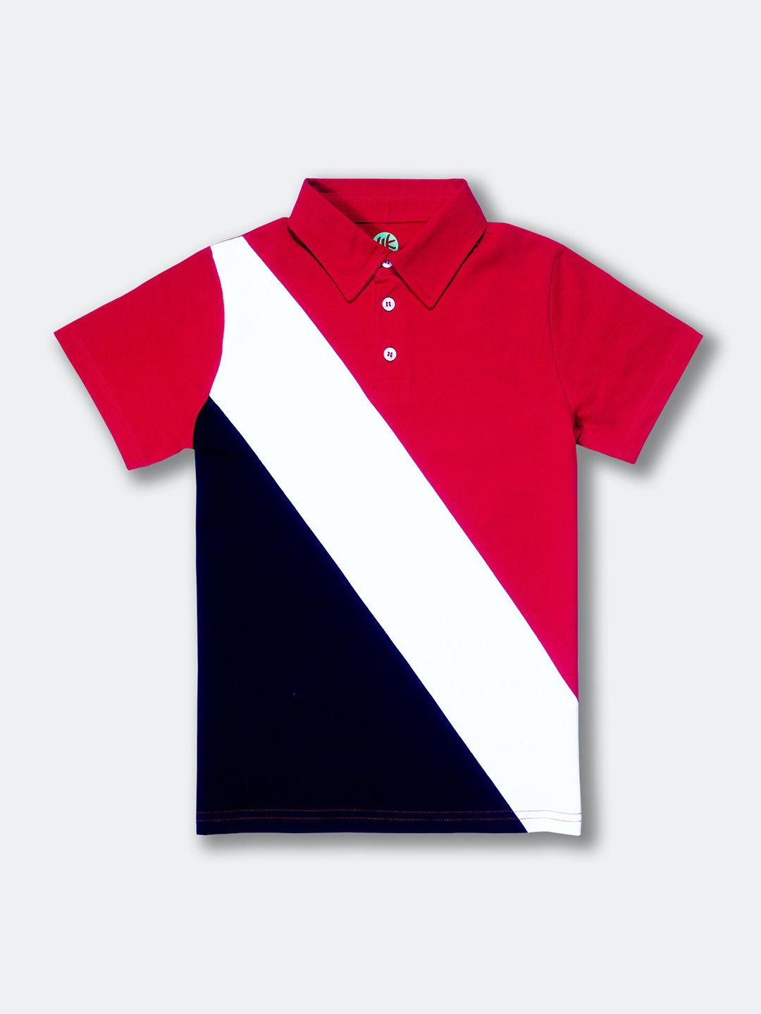

YK Boys Colourblocked Polo Collar Cotton T-shirt, Red