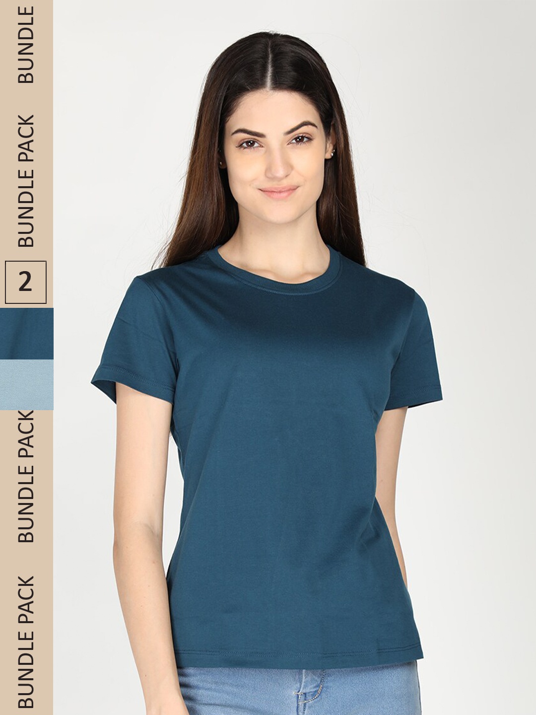 

Plagg Pack Of 2 Cotton T-shirt, Teal