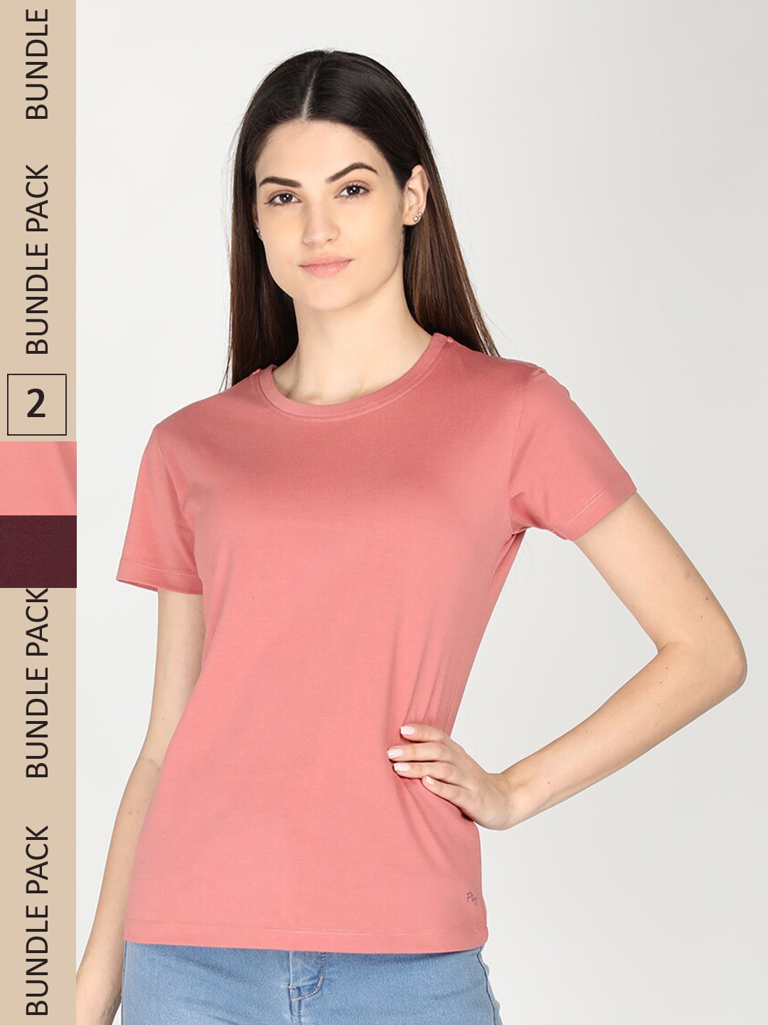 

Plagg Pack Of 2 Cotton T-shirt, Pink