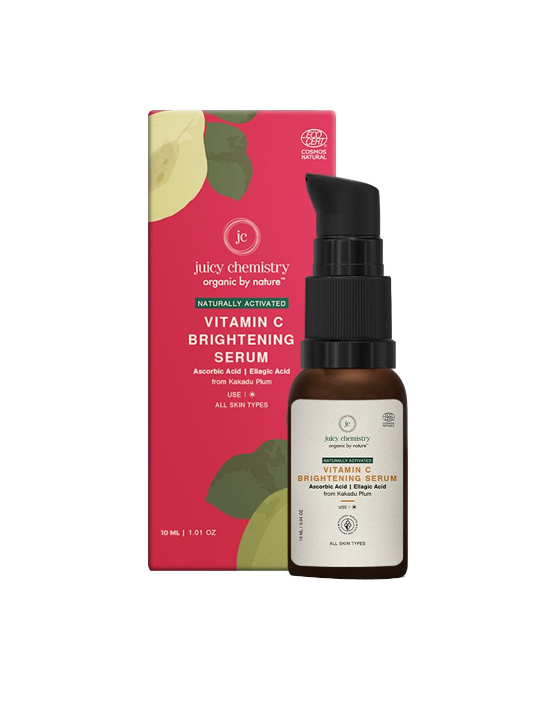 

Juicy Chemistry Vitamin C Brightening Serum with Absorbic Acid & Ellagic Acid - 10 ml, Red