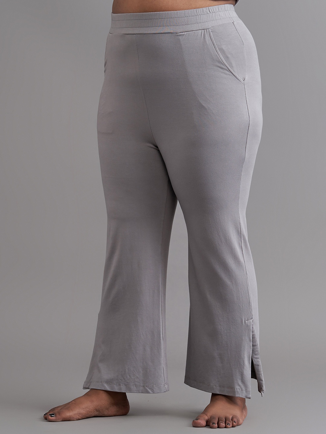 

SPIRIT ANIMAL Women Plus Size Flared Lounge Pants, Grey