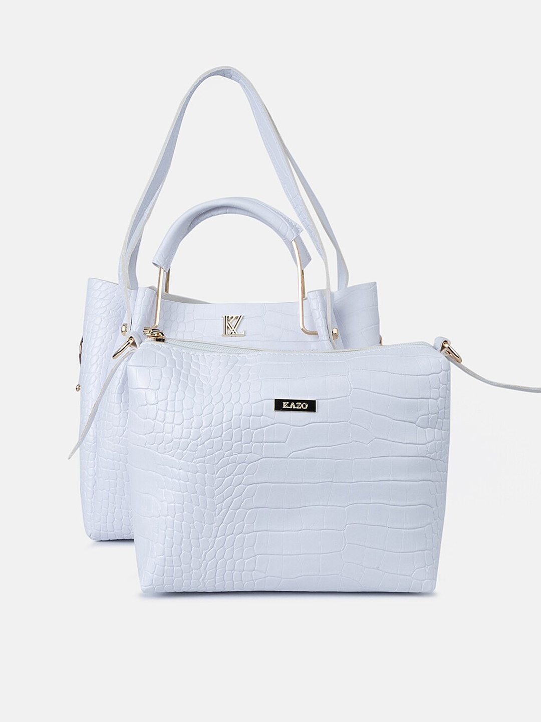 

Kazo Textured PU Structured Handheld Bag With Pouch Bag, White